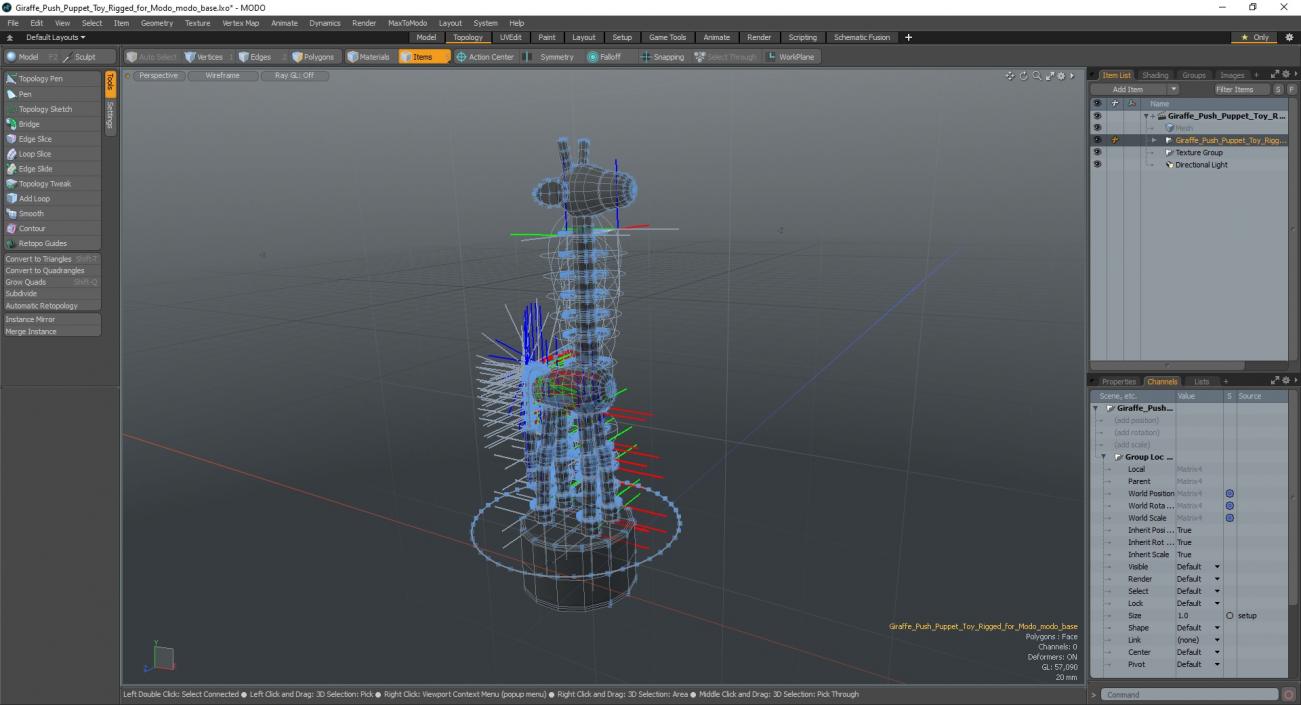 Giraffe Push Puppet Toy Rigged for Modo 3D model