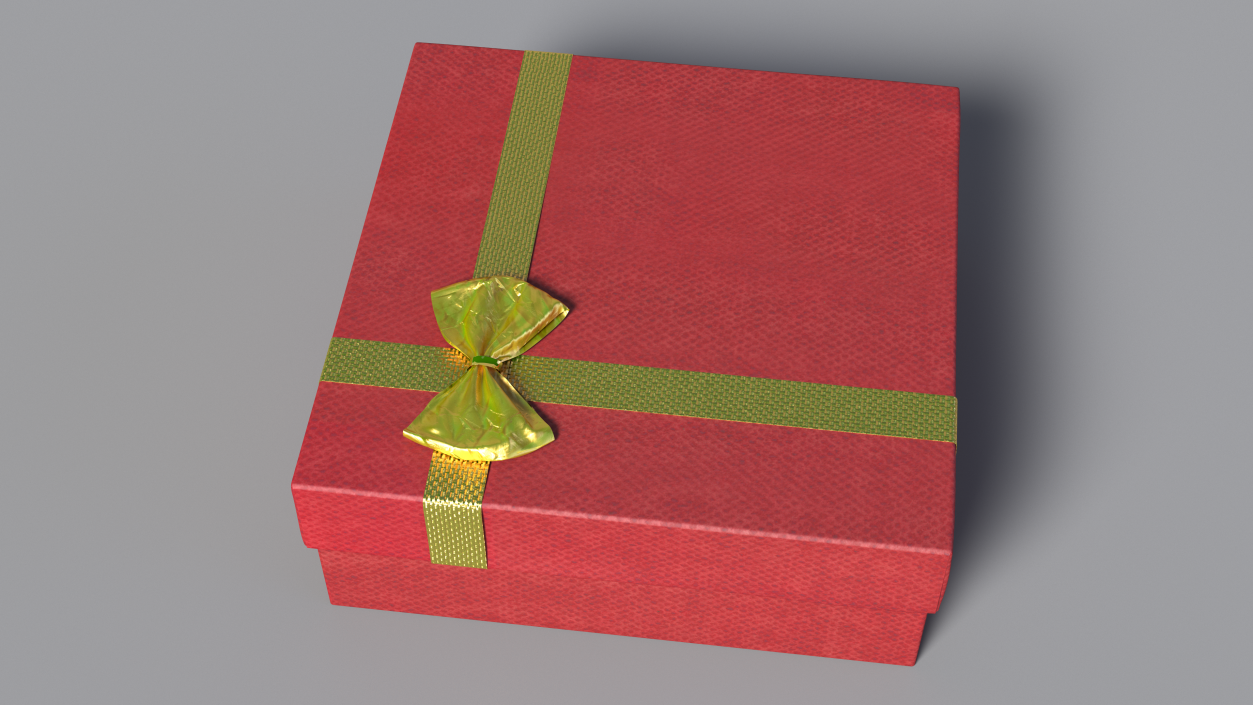 3D model Gift Box with Gold Ribbon