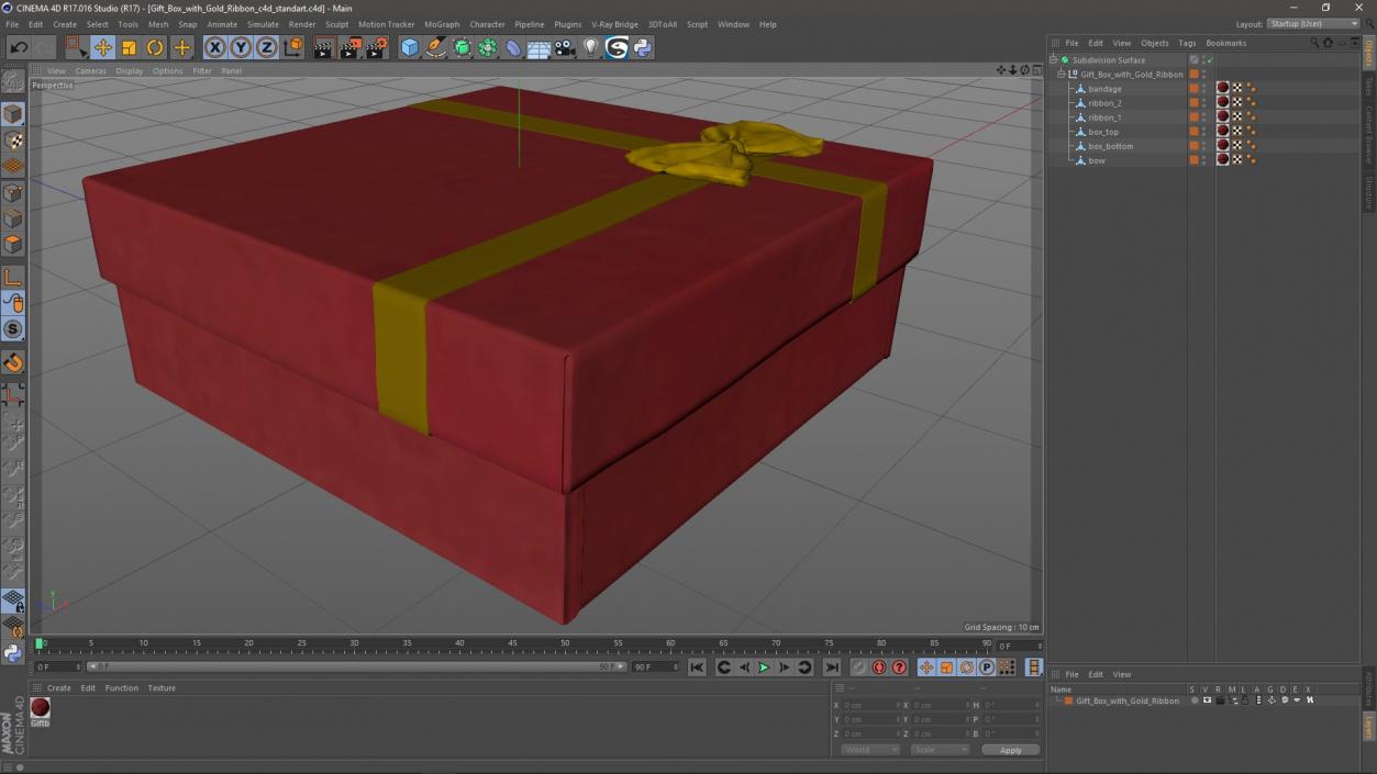 3D model Gift Box with Gold Ribbon