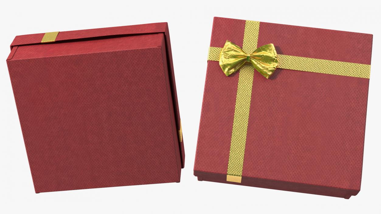 3D model Gift Box with Gold Ribbon