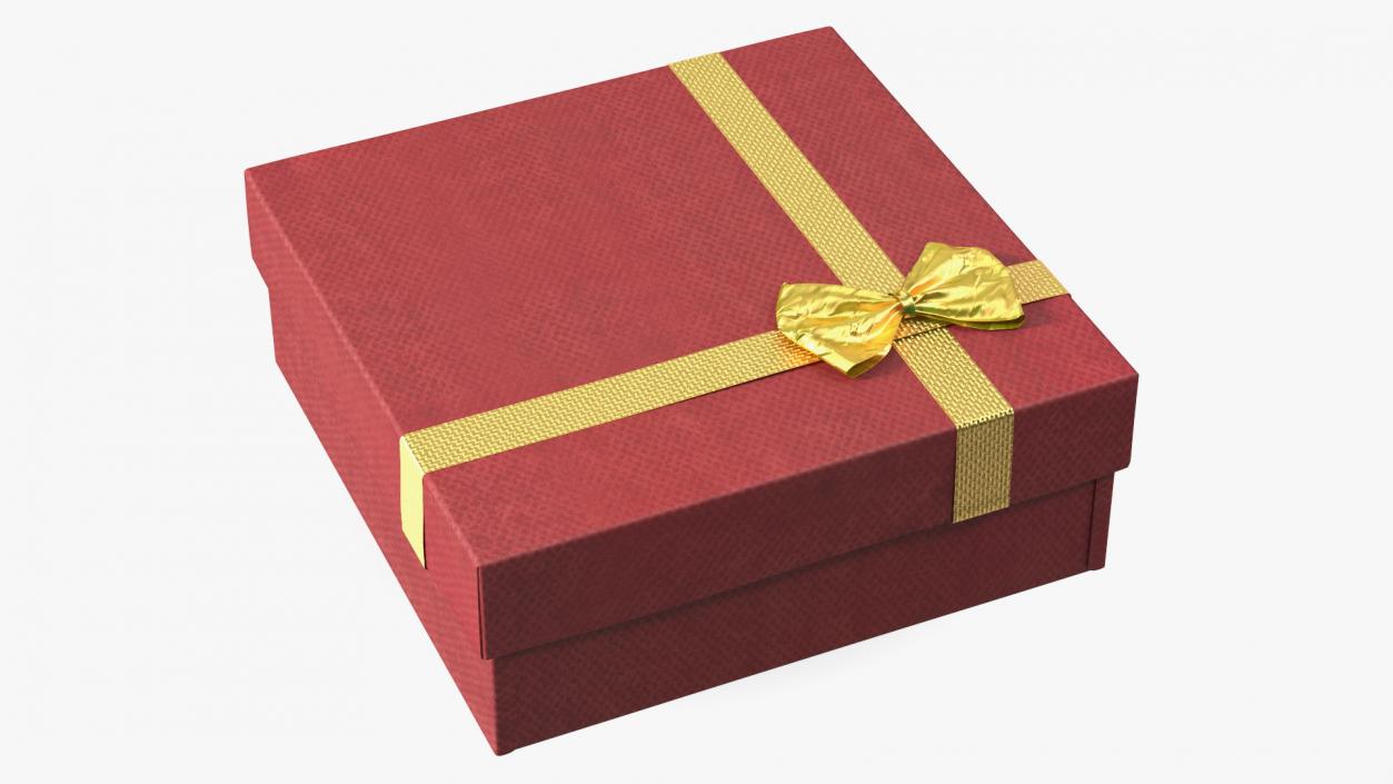 3D model Gift Box with Gold Ribbon