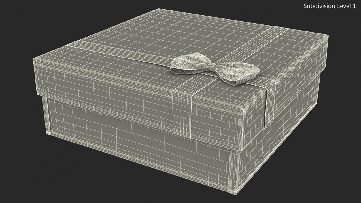 3D model Gift Box with Gold Ribbon