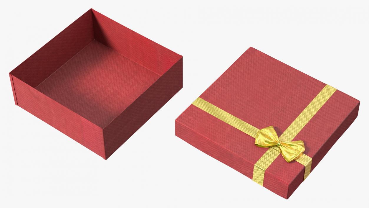 3D model Gift Box with Gold Ribbon