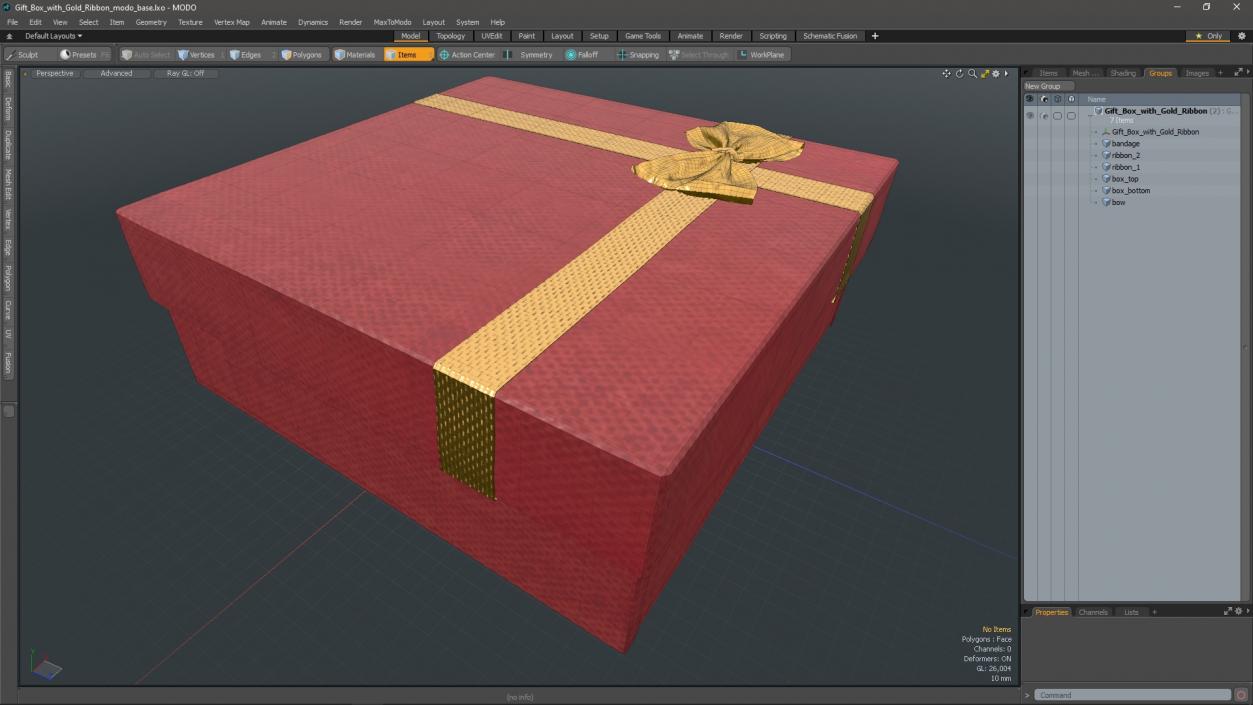 3D model Gift Box with Gold Ribbon