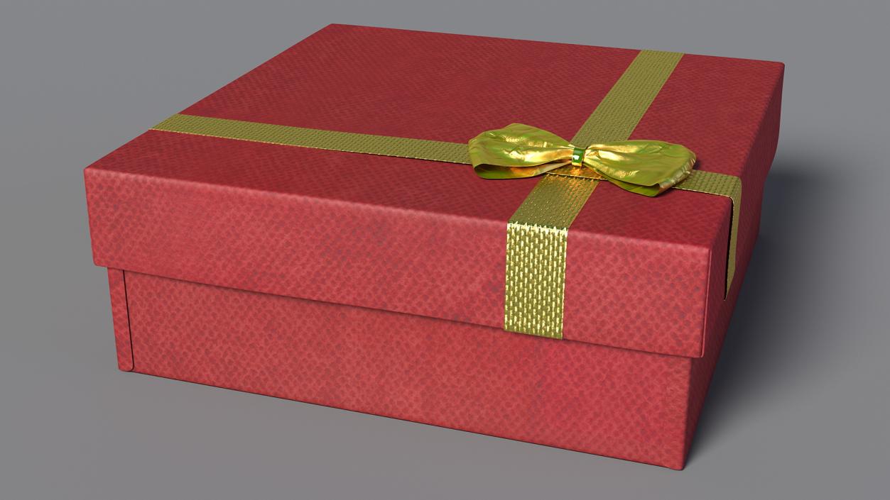 3D model Gift Box with Gold Ribbon