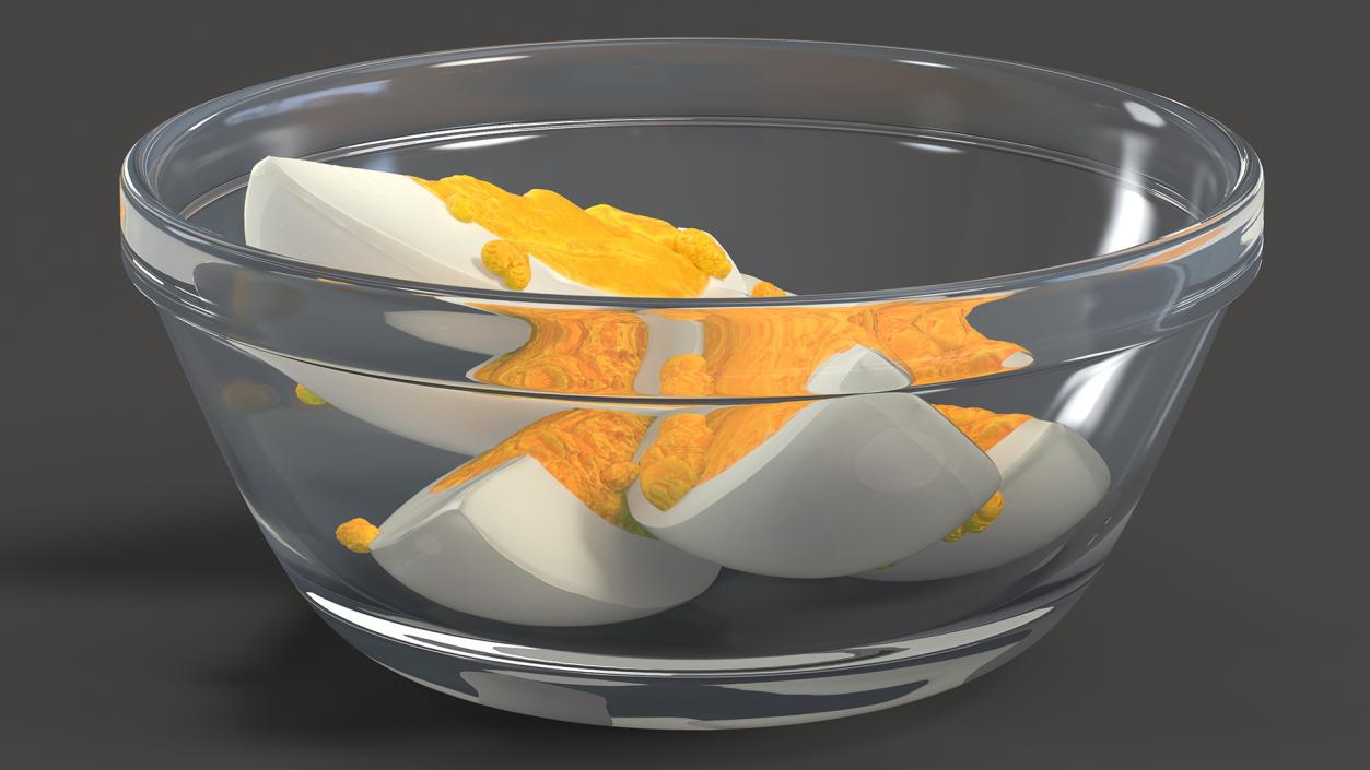 Bowl of Hard Boiled Egg Quarters 3D