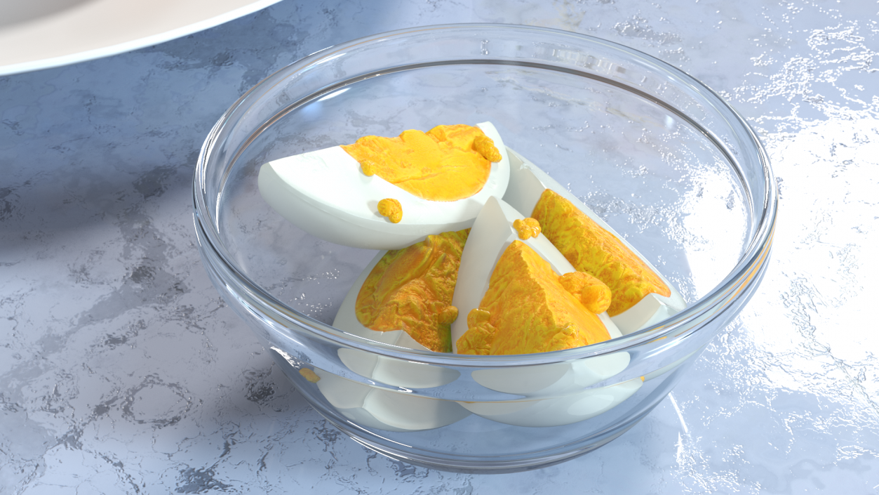 Bowl of Hard Boiled Egg Quarters 3D