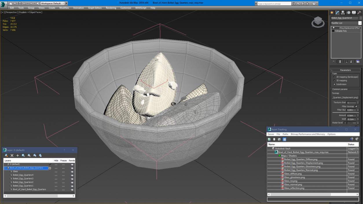 Bowl of Hard Boiled Egg Quarters 3D