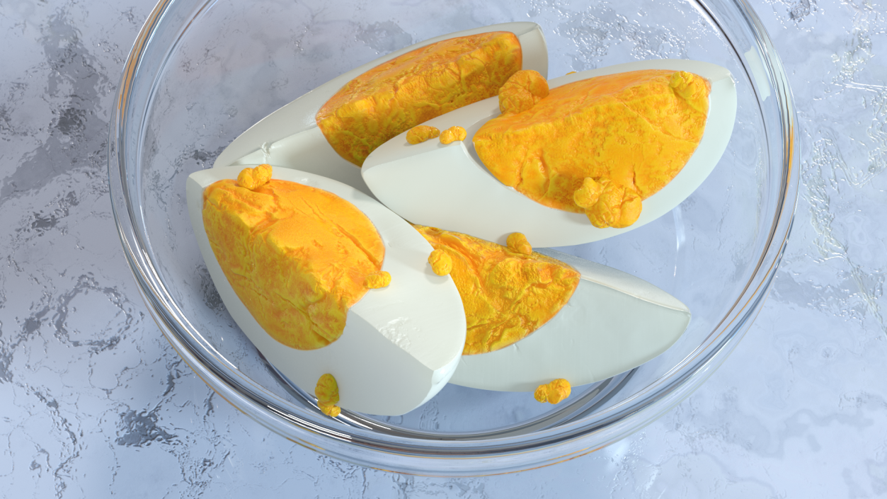 Bowl of Hard Boiled Egg Quarters 3D