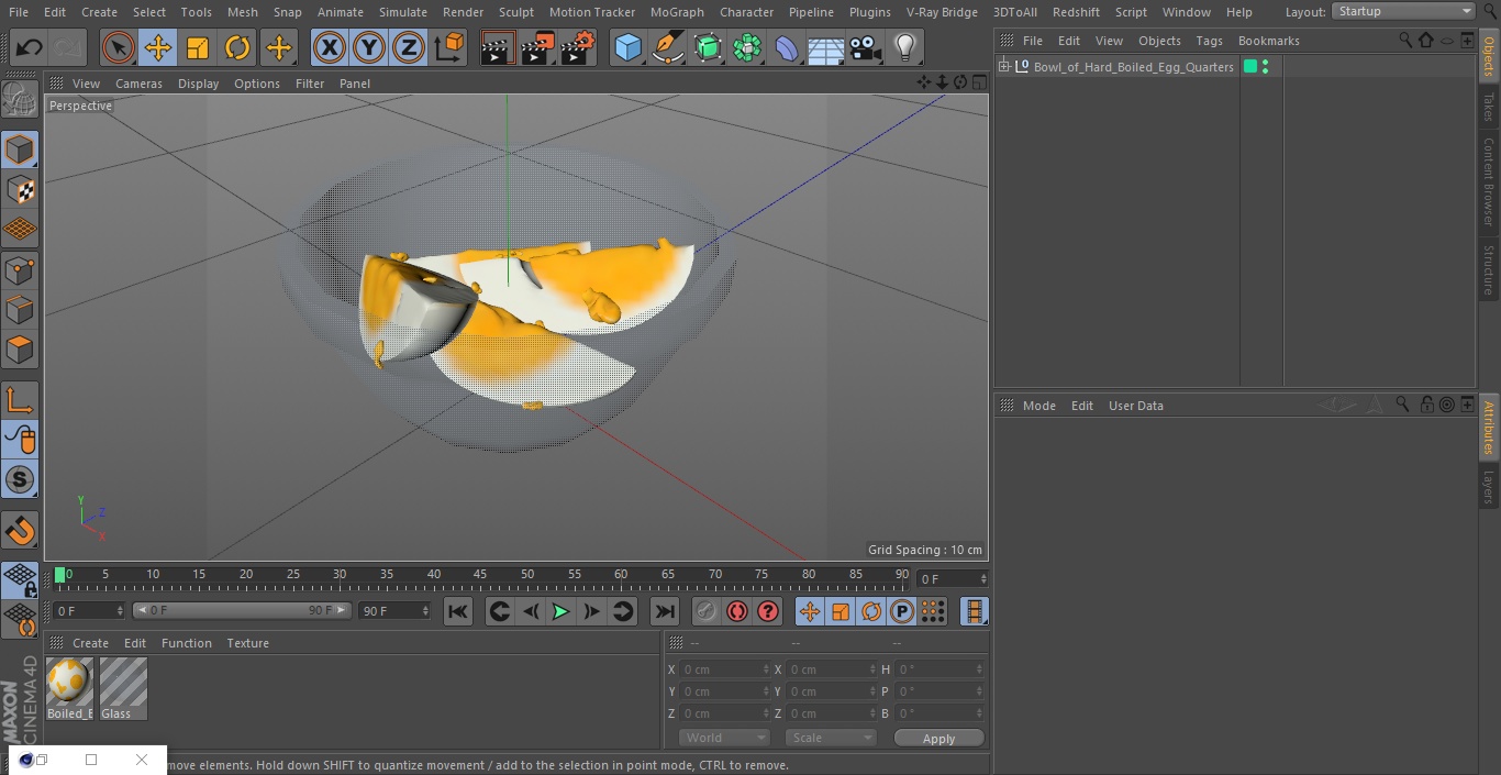 Bowl of Hard Boiled Egg Quarters 3D