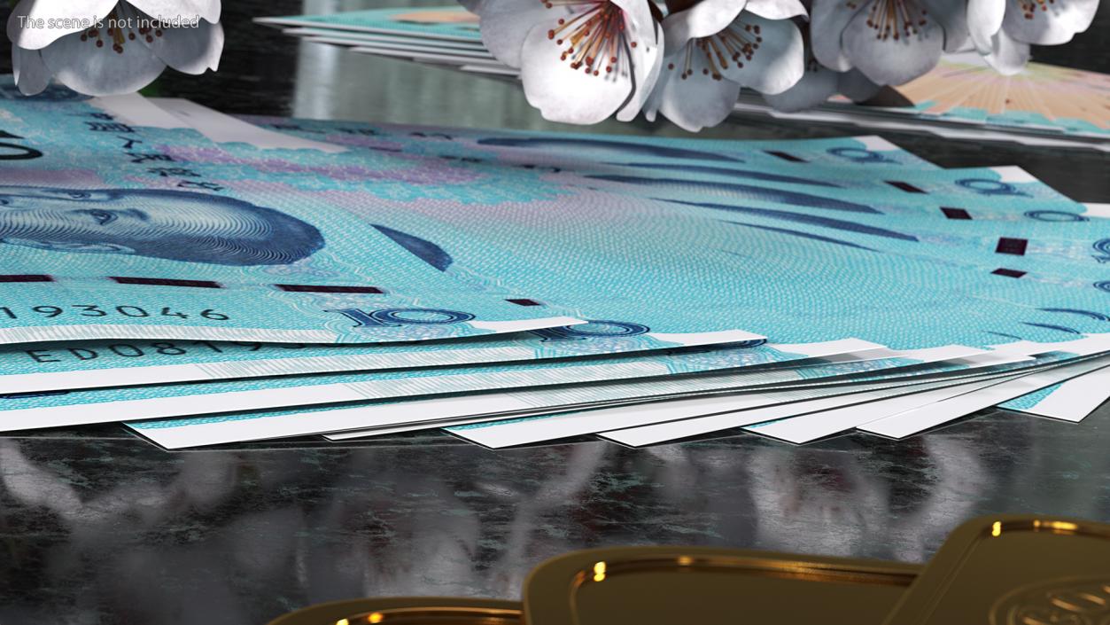 Fan of Chinese 10 Yuan 2019 Banknotes 3D