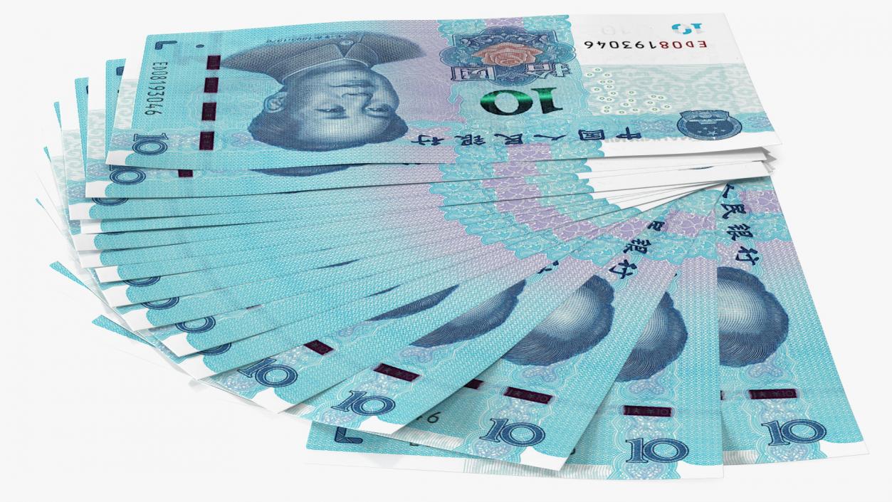 Fan of Chinese 10 Yuan 2019 Banknotes 3D