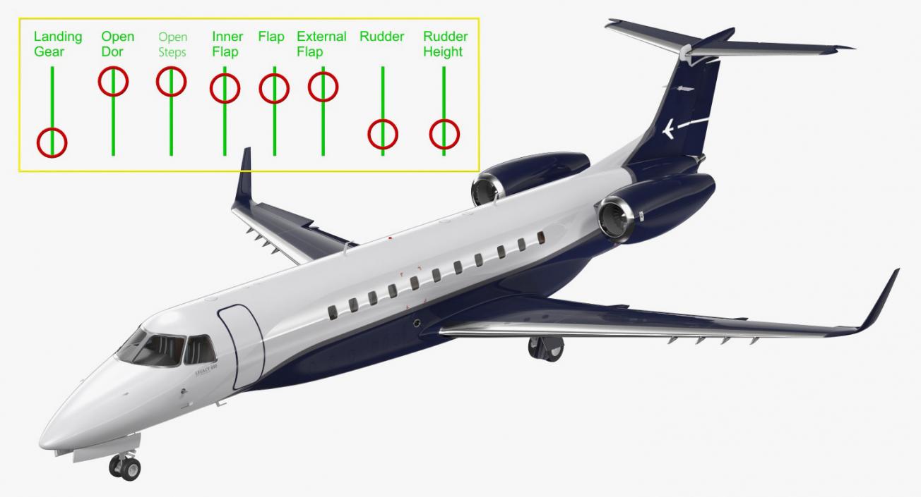 3D Private Jet Embraer Legacy 650E Rigged model