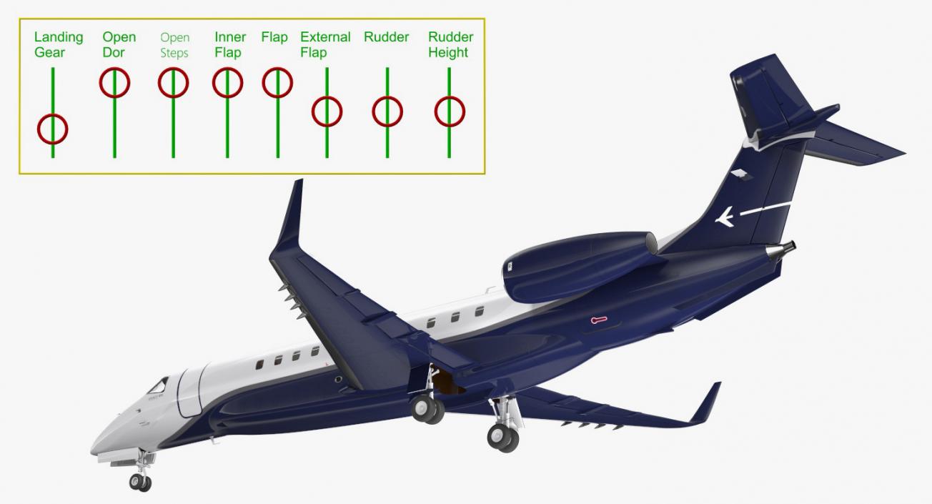 3D Private Jet Embraer Legacy 650E Rigged model