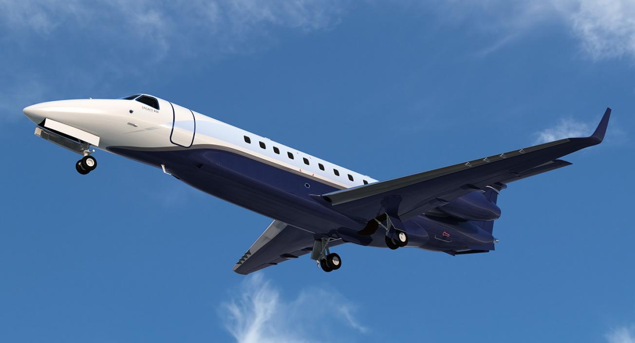 3D Private Jet Embraer Legacy 650E Rigged model