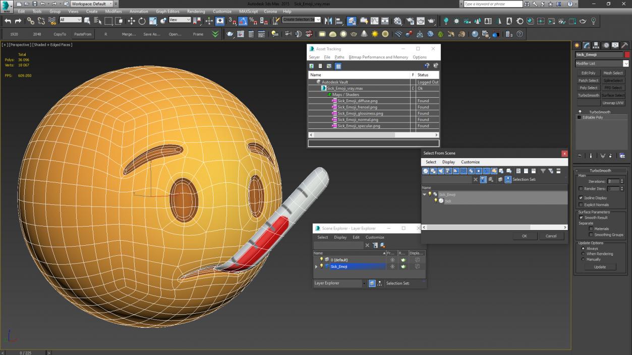 3D model Sick Emoji