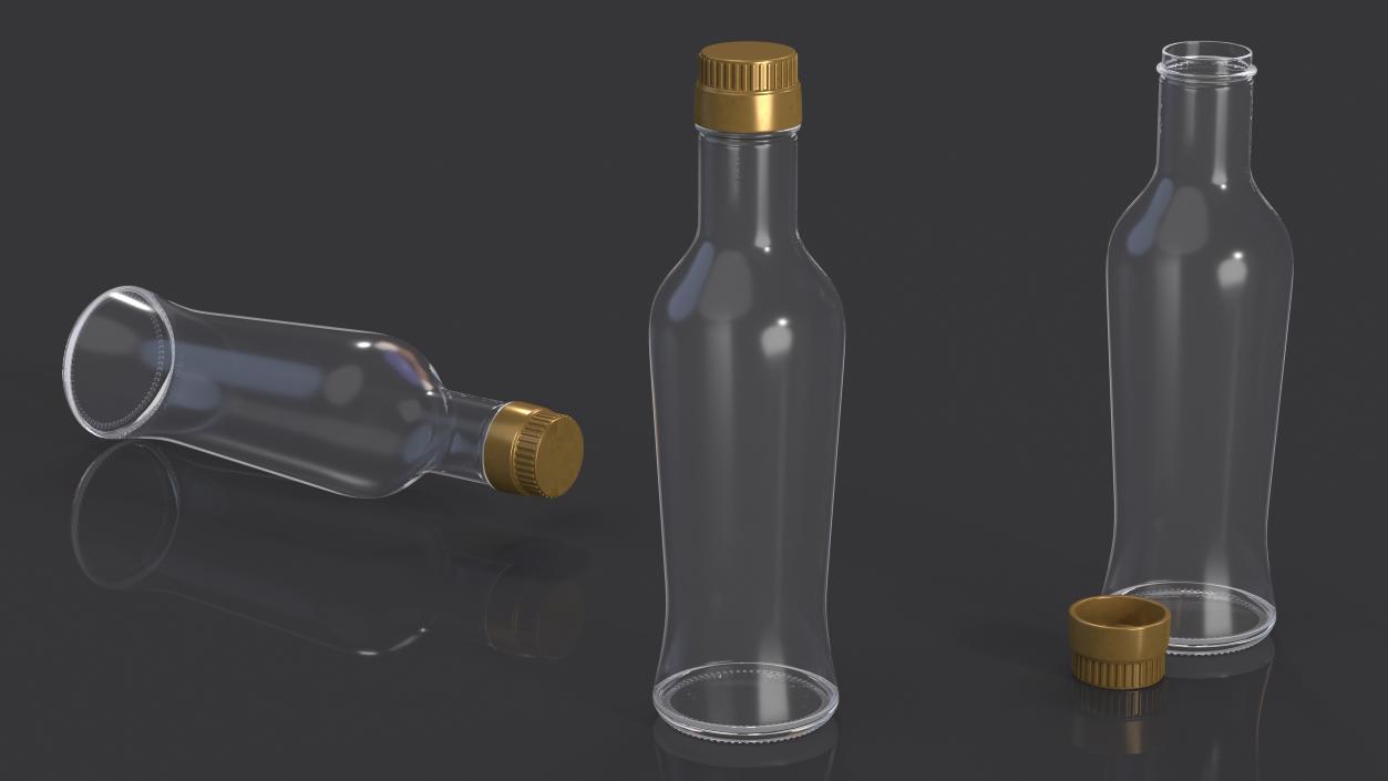 Sauce Bottle with Golden Cap Empty 3D model