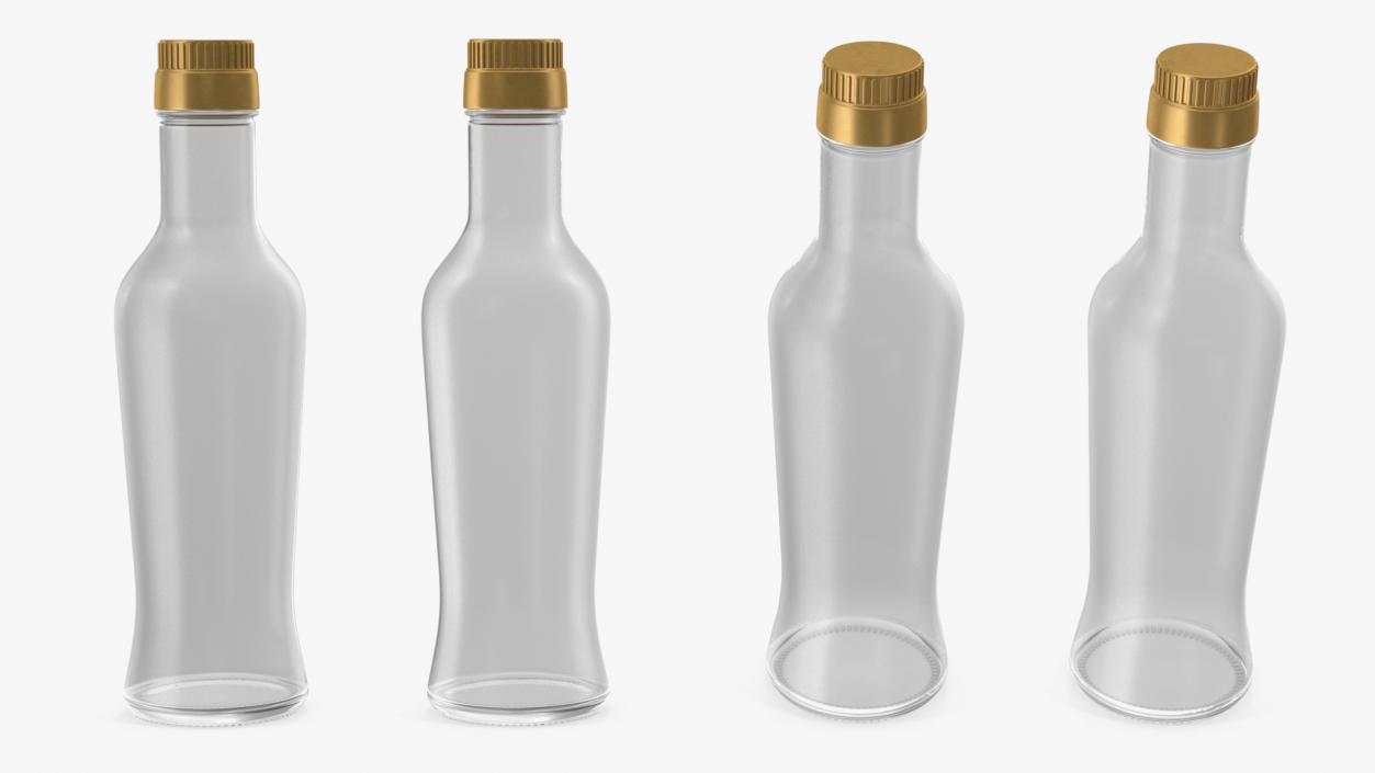 Sauce Bottle with Golden Cap Empty 3D model