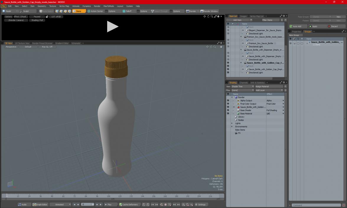 Sauce Bottle with Golden Cap Empty 3D model