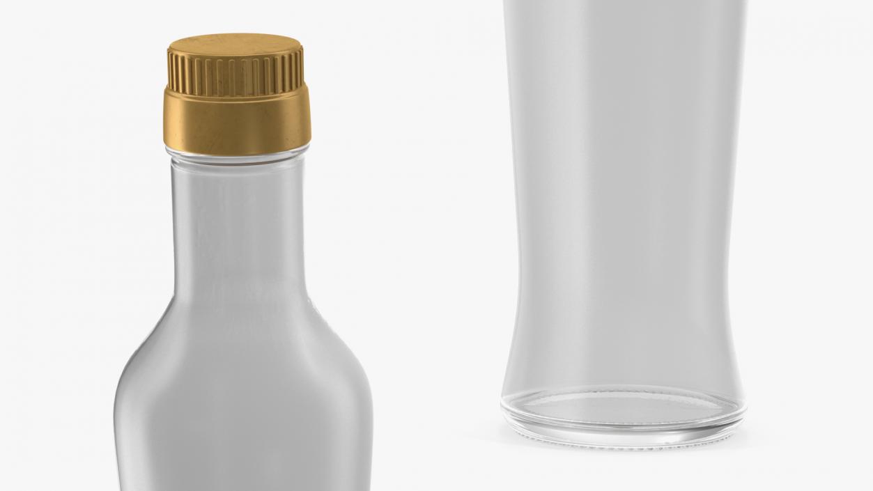 Sauce Bottle with Golden Cap Empty 3D model