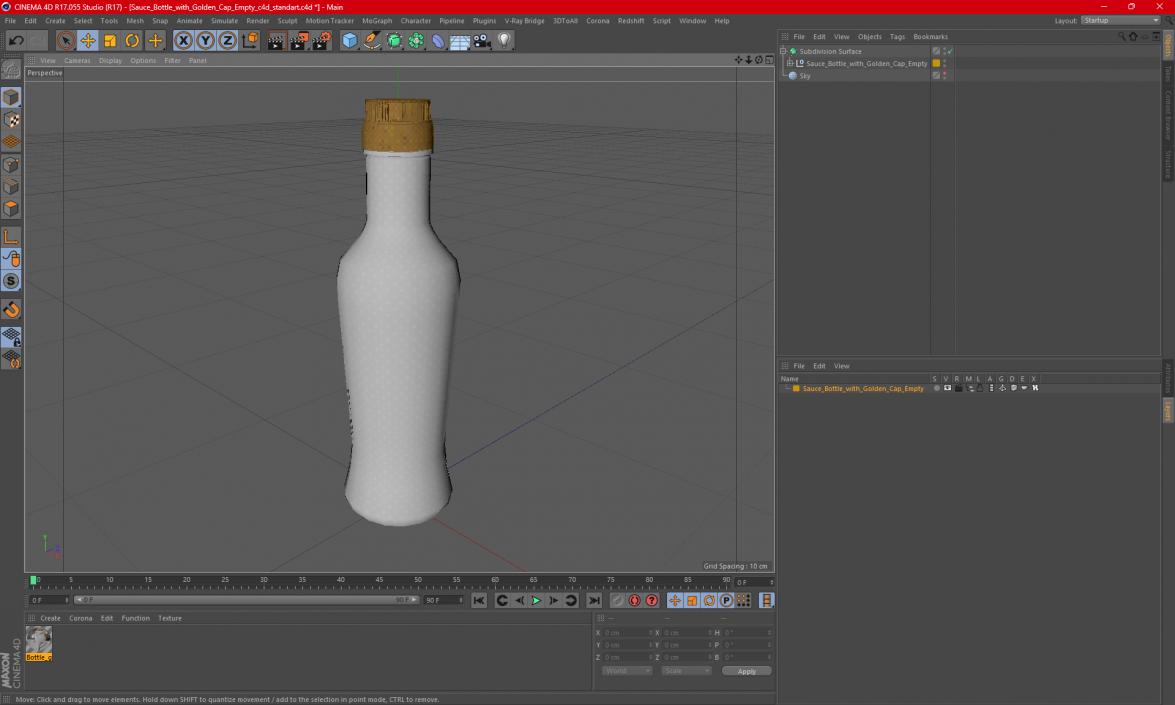 Sauce Bottle with Golden Cap Empty 3D model