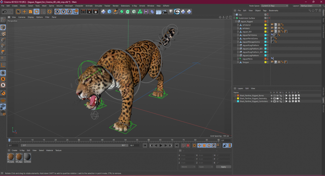 Jaguar Rigged for Cinema 4D 2 3D model