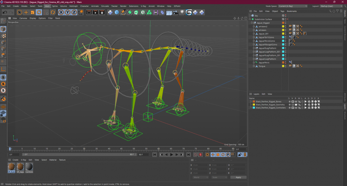 Jaguar Rigged for Cinema 4D 2 3D model