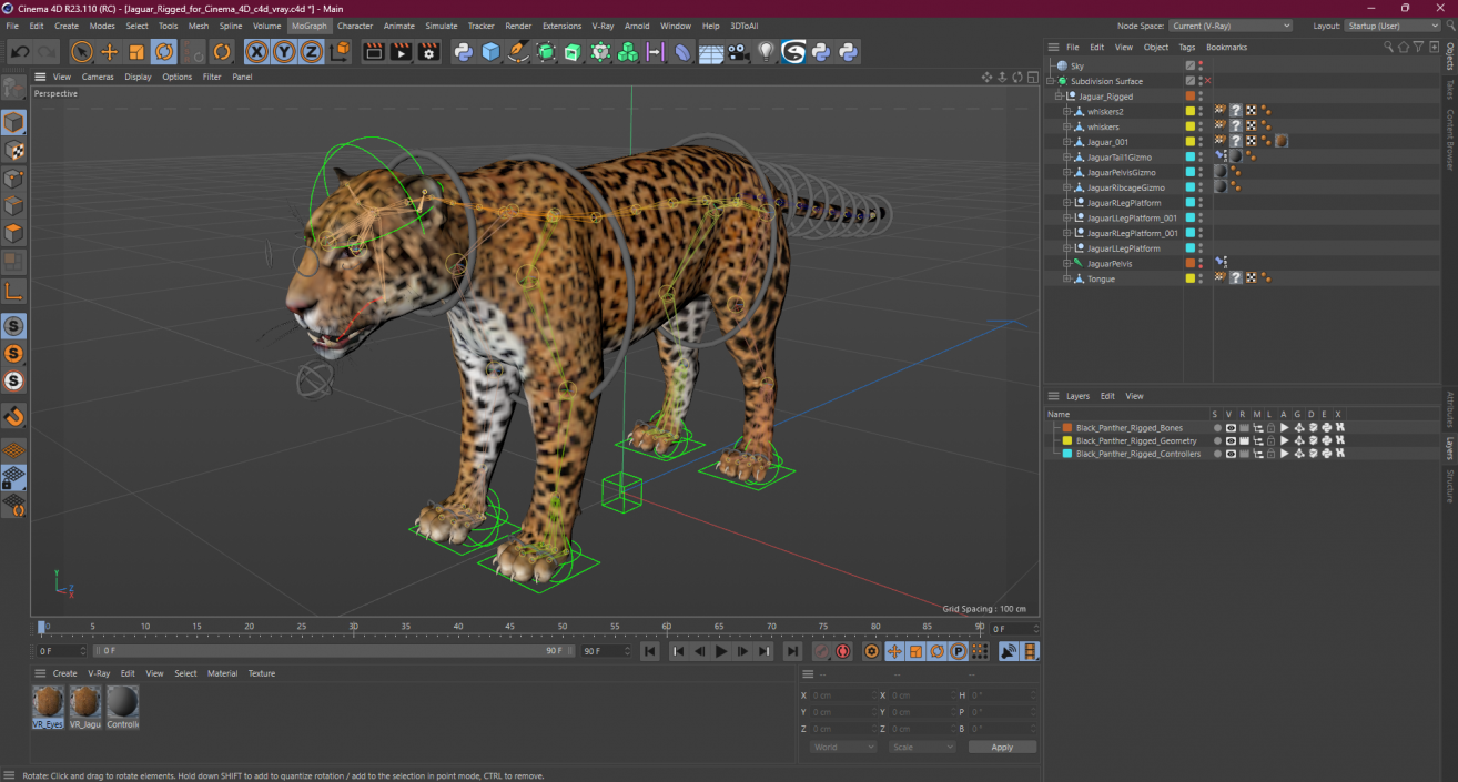 Jaguar Rigged for Cinema 4D 2 3D model