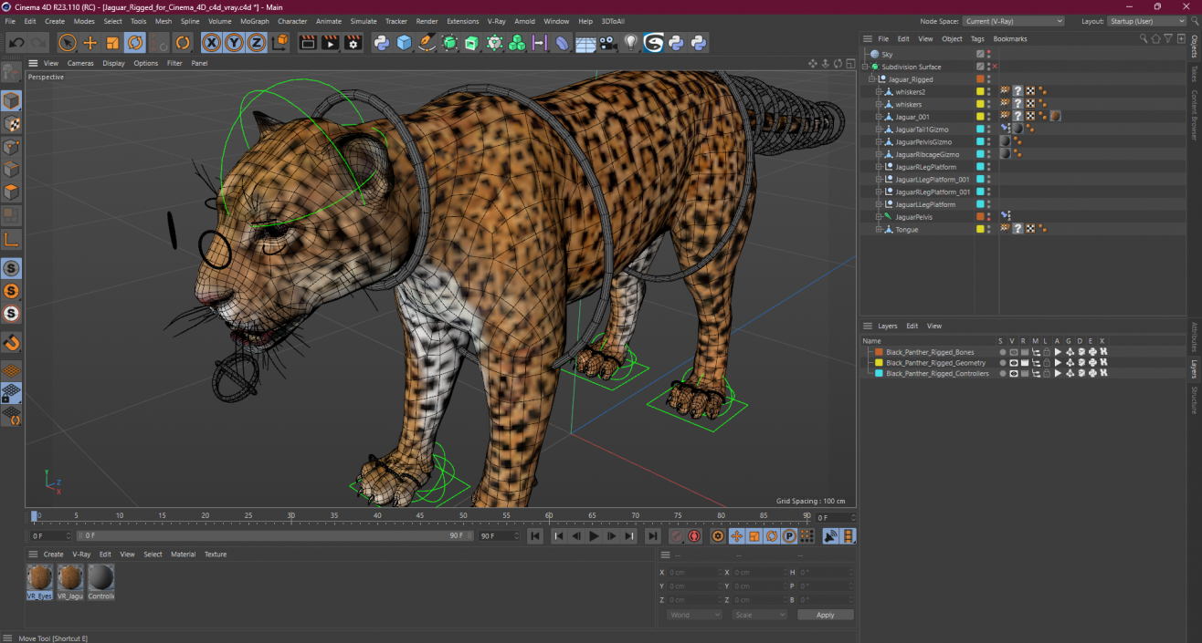 Jaguar Rigged for Cinema 4D 2 3D model