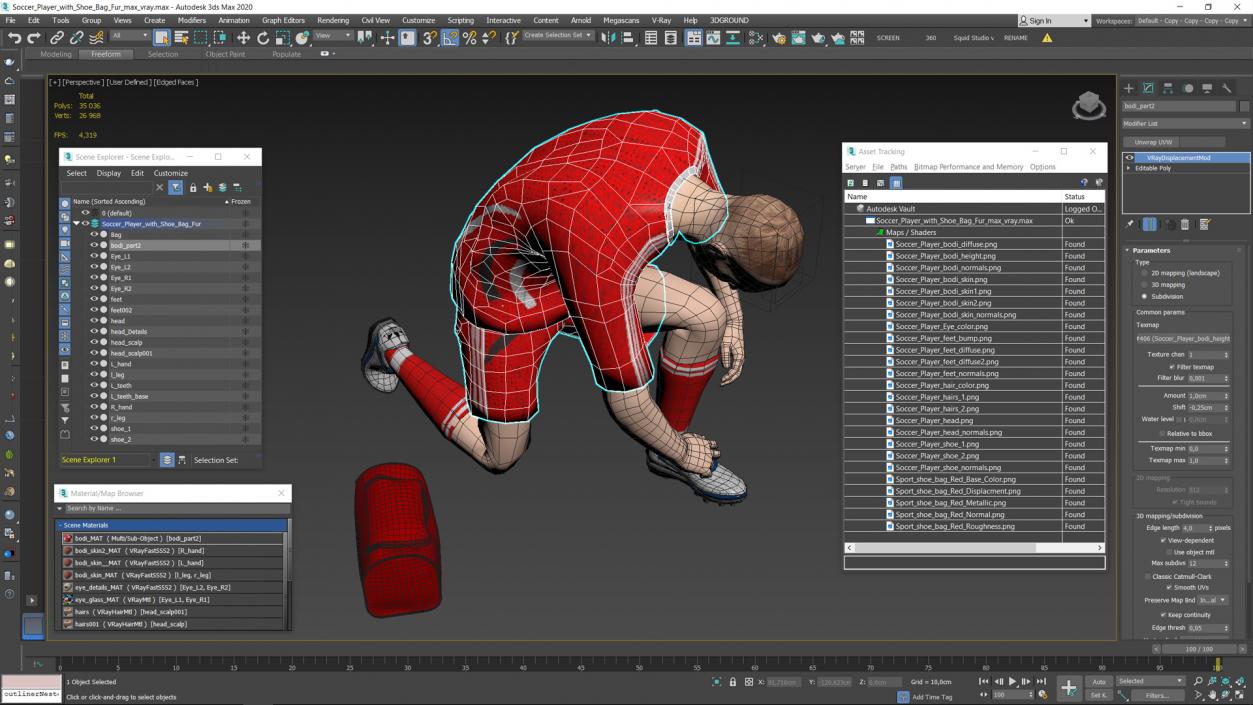 3D Soccer Player with Shoe Bag Fur