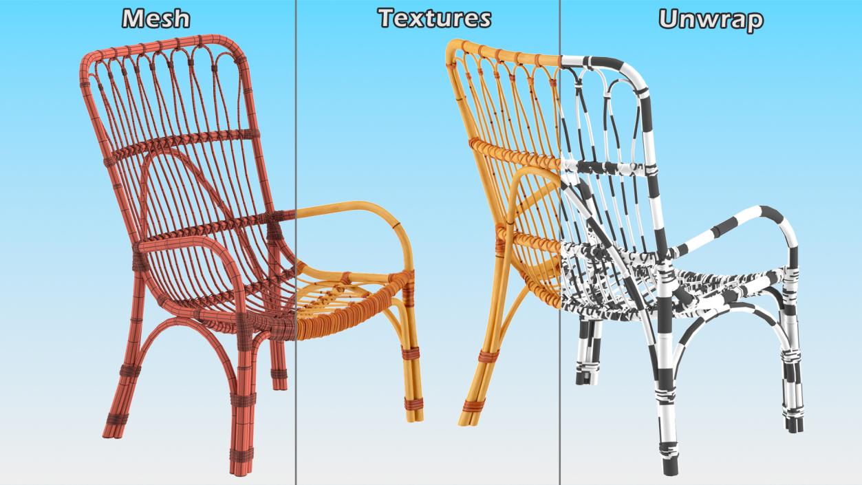 3D model Rattan Lounger Chair