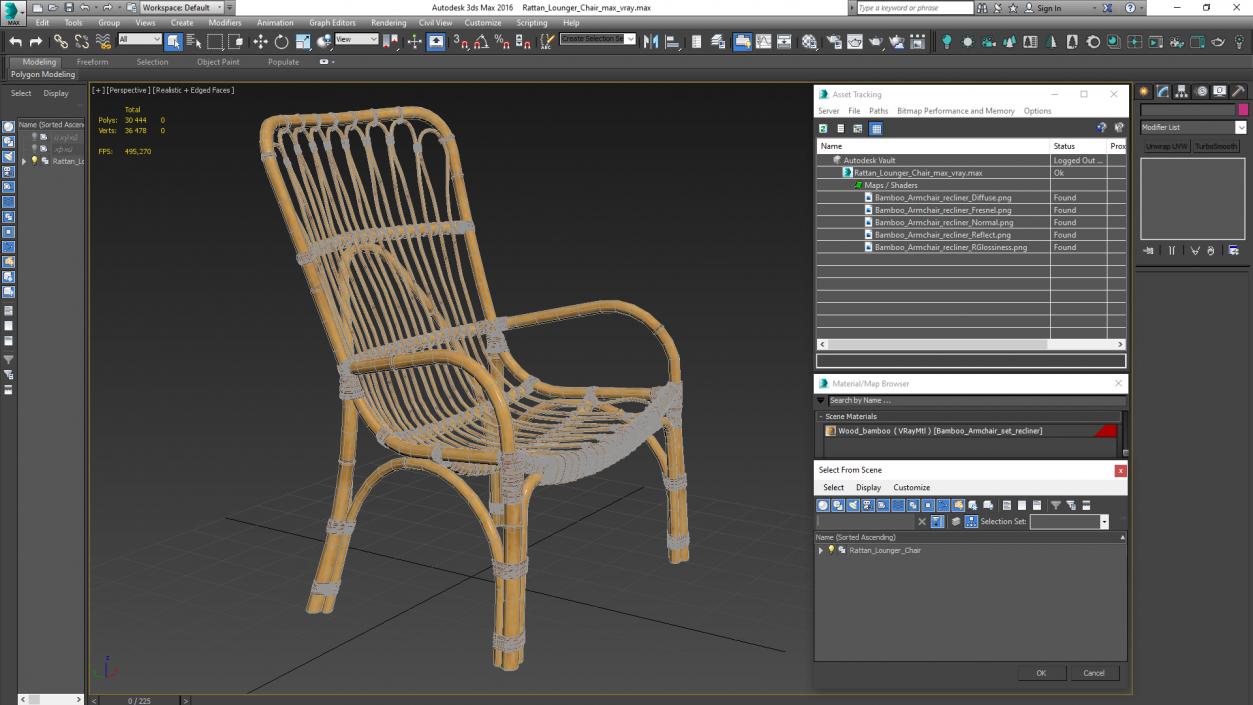 3D model Rattan Lounger Chair