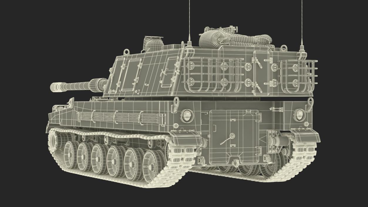 3D Self Propelled Artillery System Rigged model