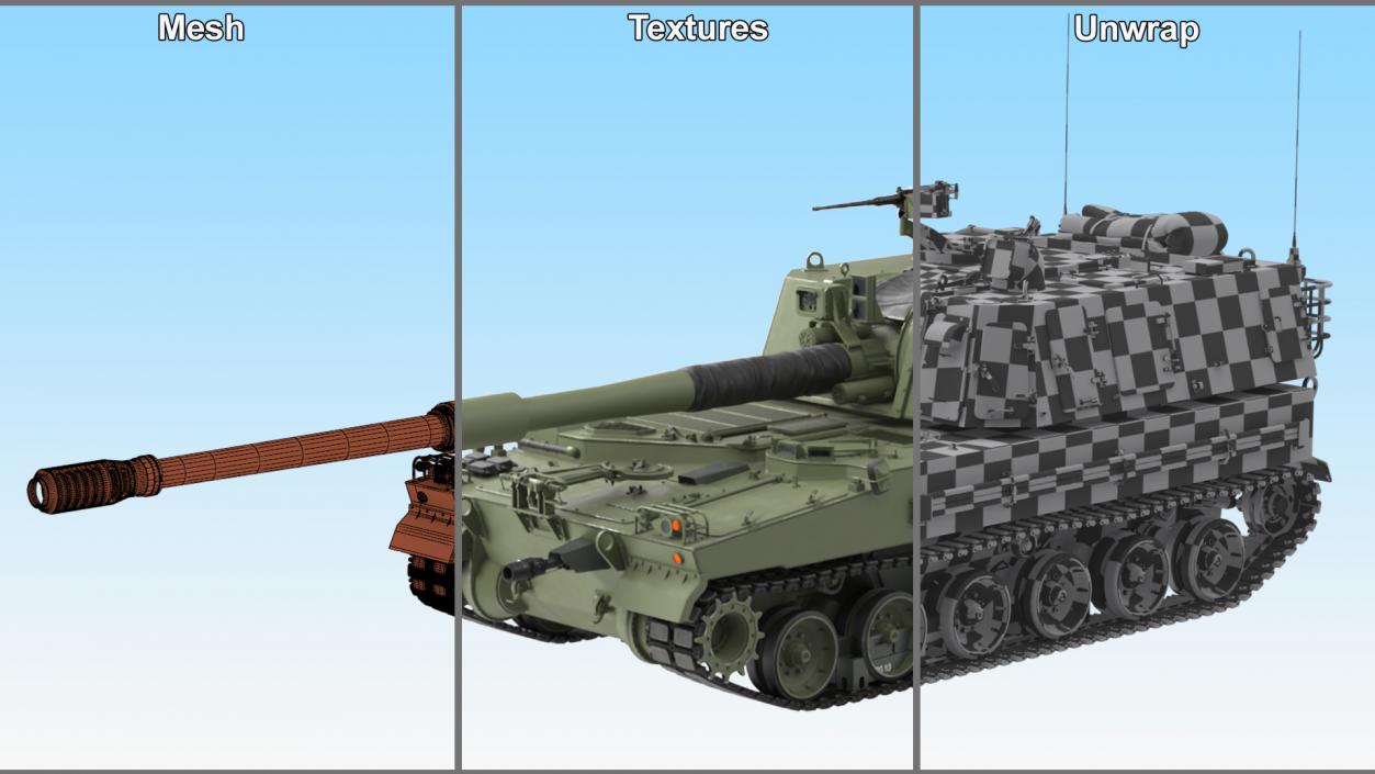 3D Self Propelled Artillery System Rigged model