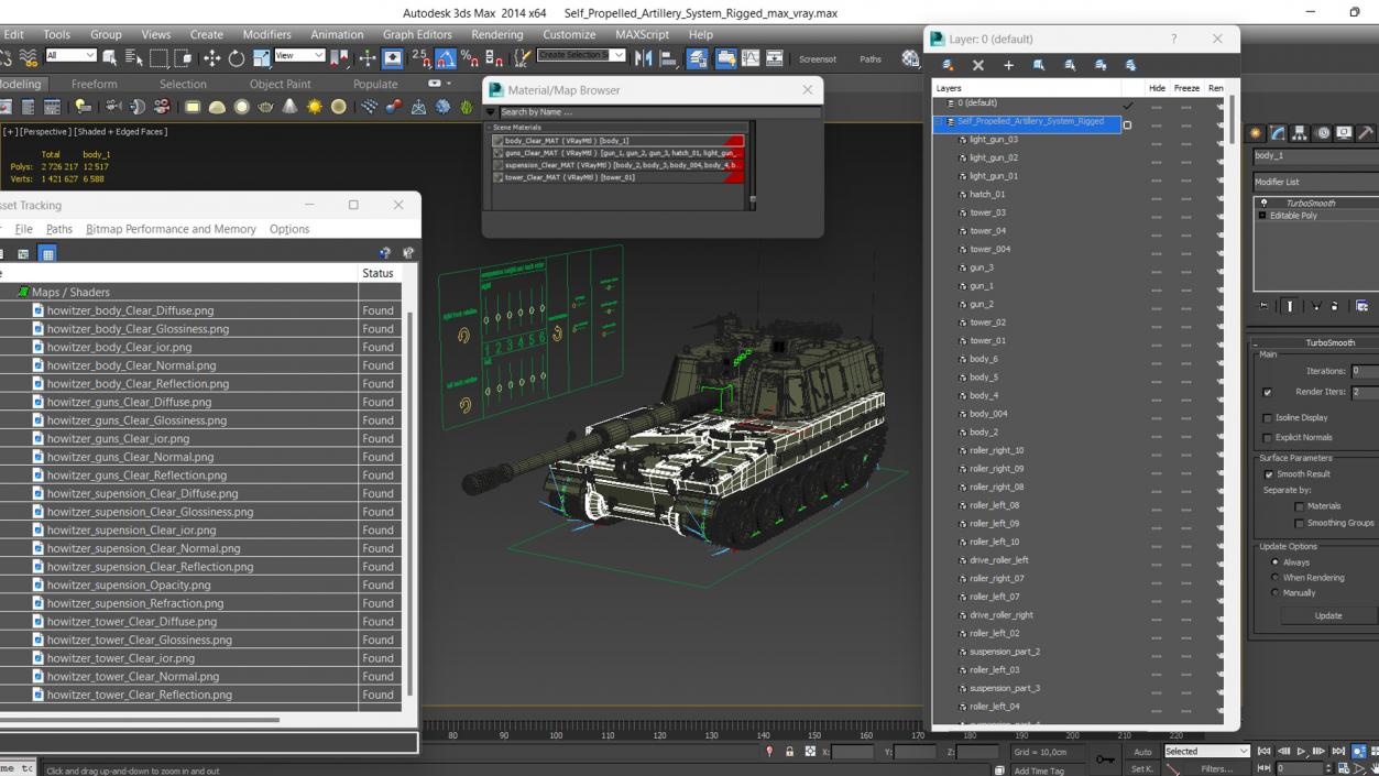 3D Self Propelled Artillery System Rigged model