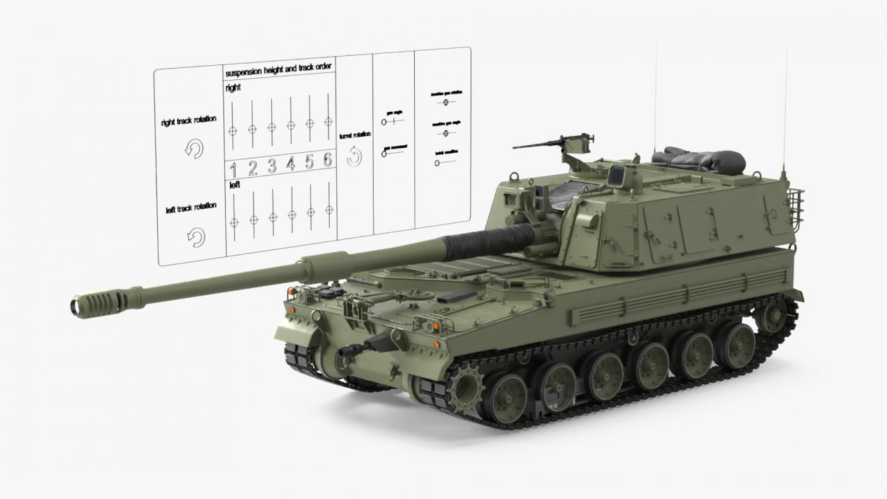 3D Self Propelled Artillery System Rigged model