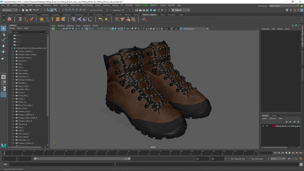 Urberg Boots for Hiking Brown 3D model