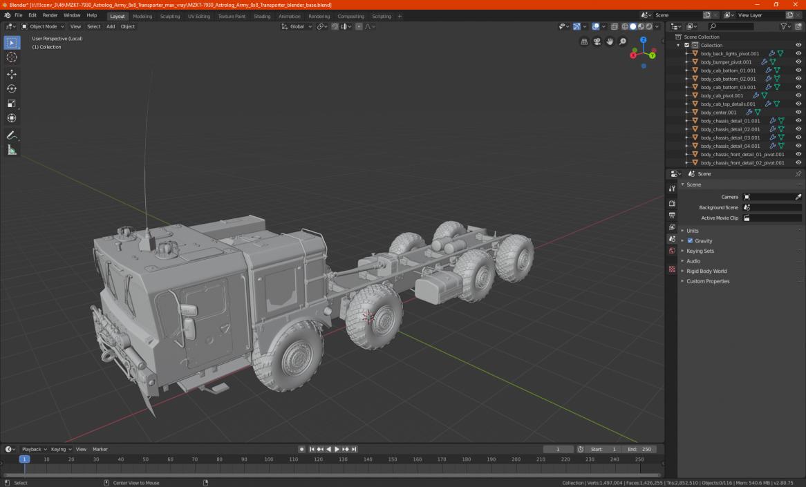 MZKT-7930 Astrolog Army 8x8 Transporter 3D model