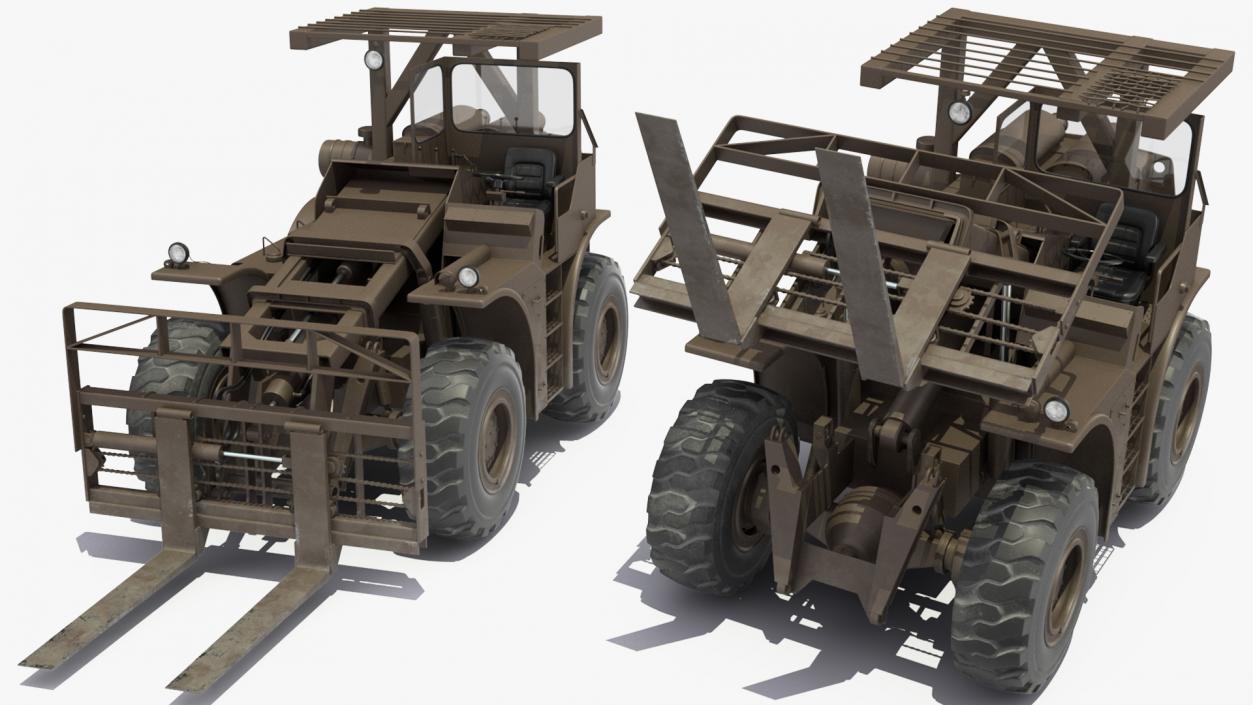 Military Forklift Rigged 3D model