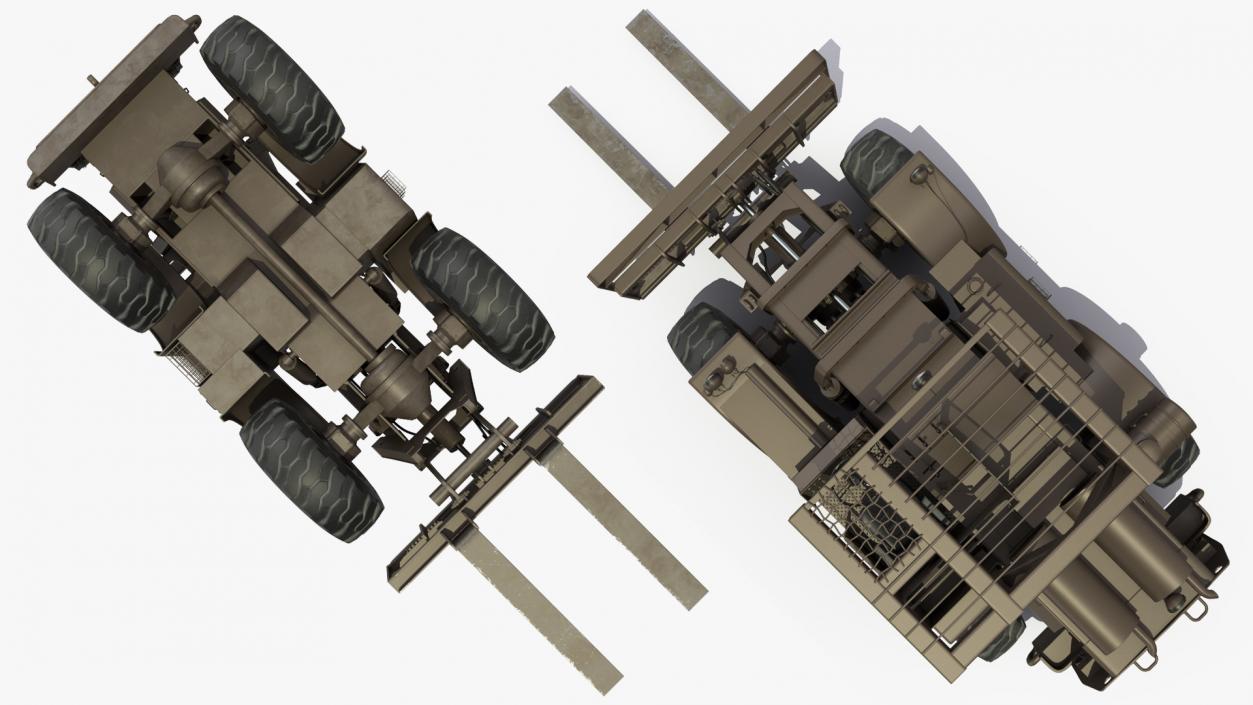 Military Forklift Rigged 3D model