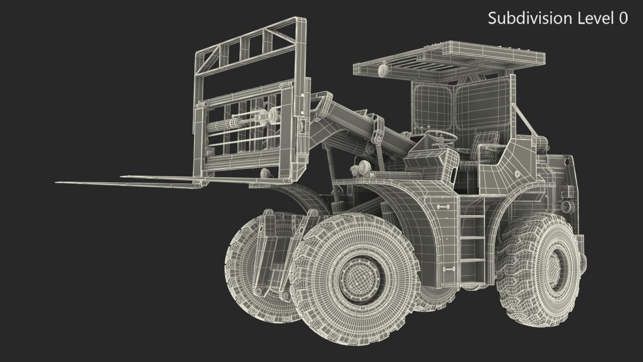 Military Forklift Rigged 3D model