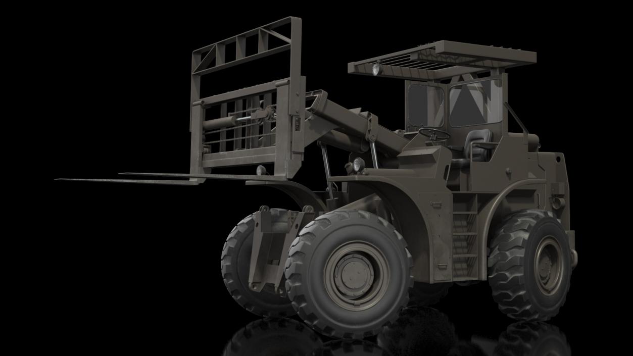 Military Forklift Rigged 3D model