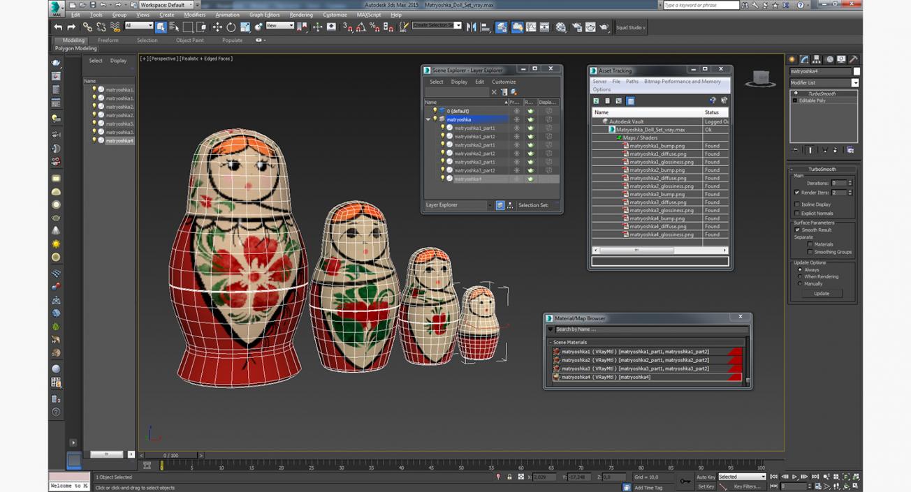 Matryoshka Doll Set 3D model