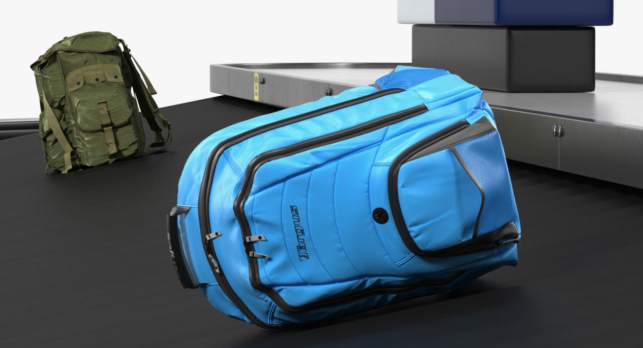 3D Belt Conveyor Baggage Rigged model