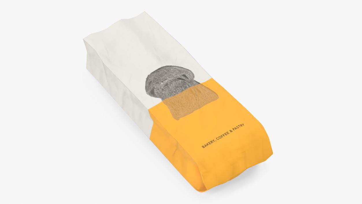 Paper Bread Bag White Empty 3D