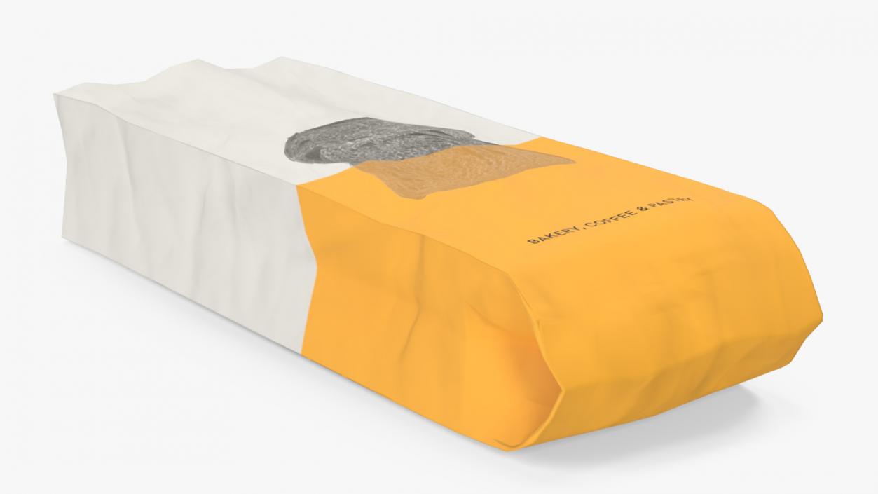 Paper Bread Bag White Empty 3D