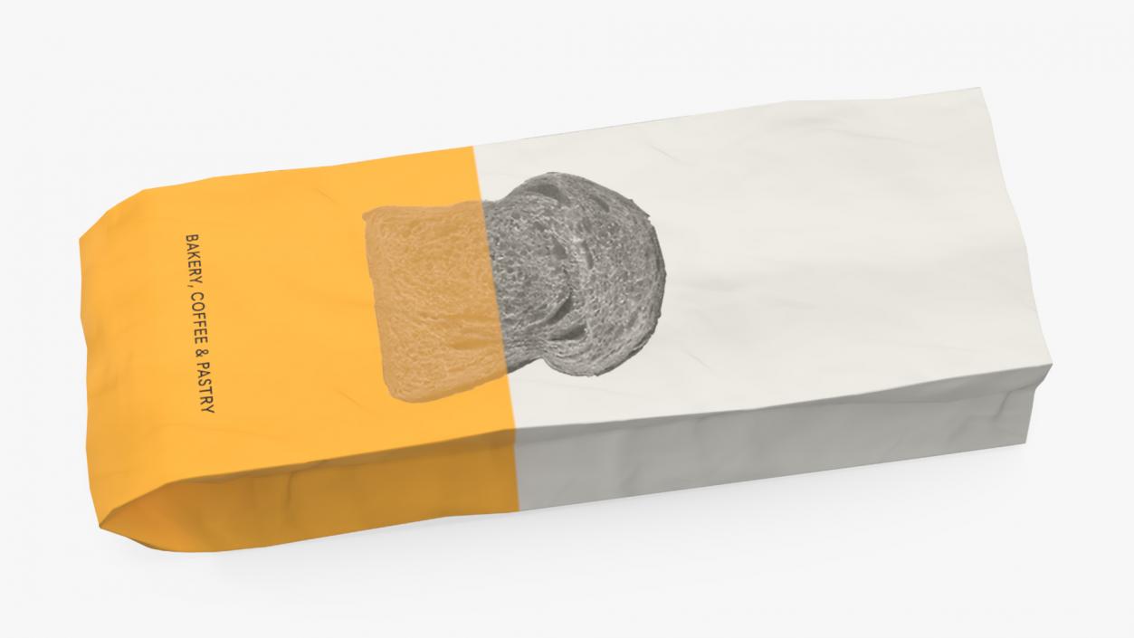 Paper Bread Bag White Empty 3D