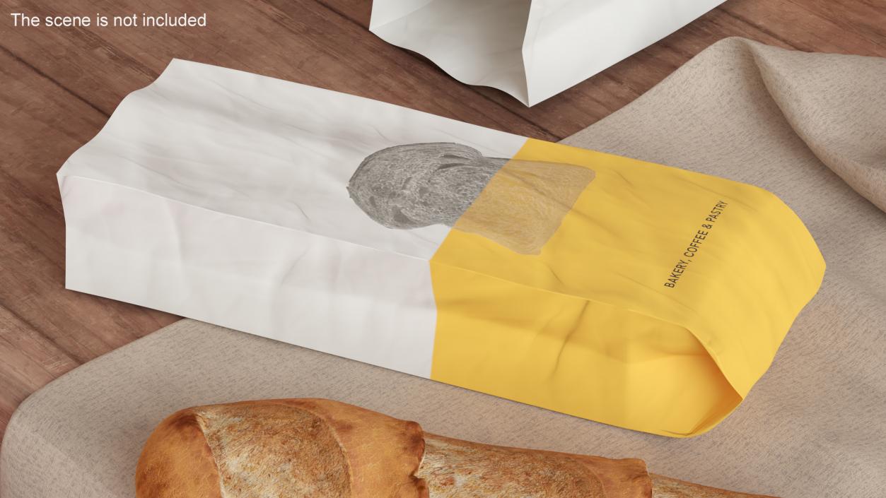 Paper Bread Bag White Empty 3D