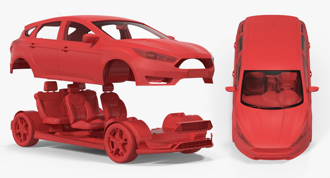 Ford Focus Hatchback 2015 Rigged 3D