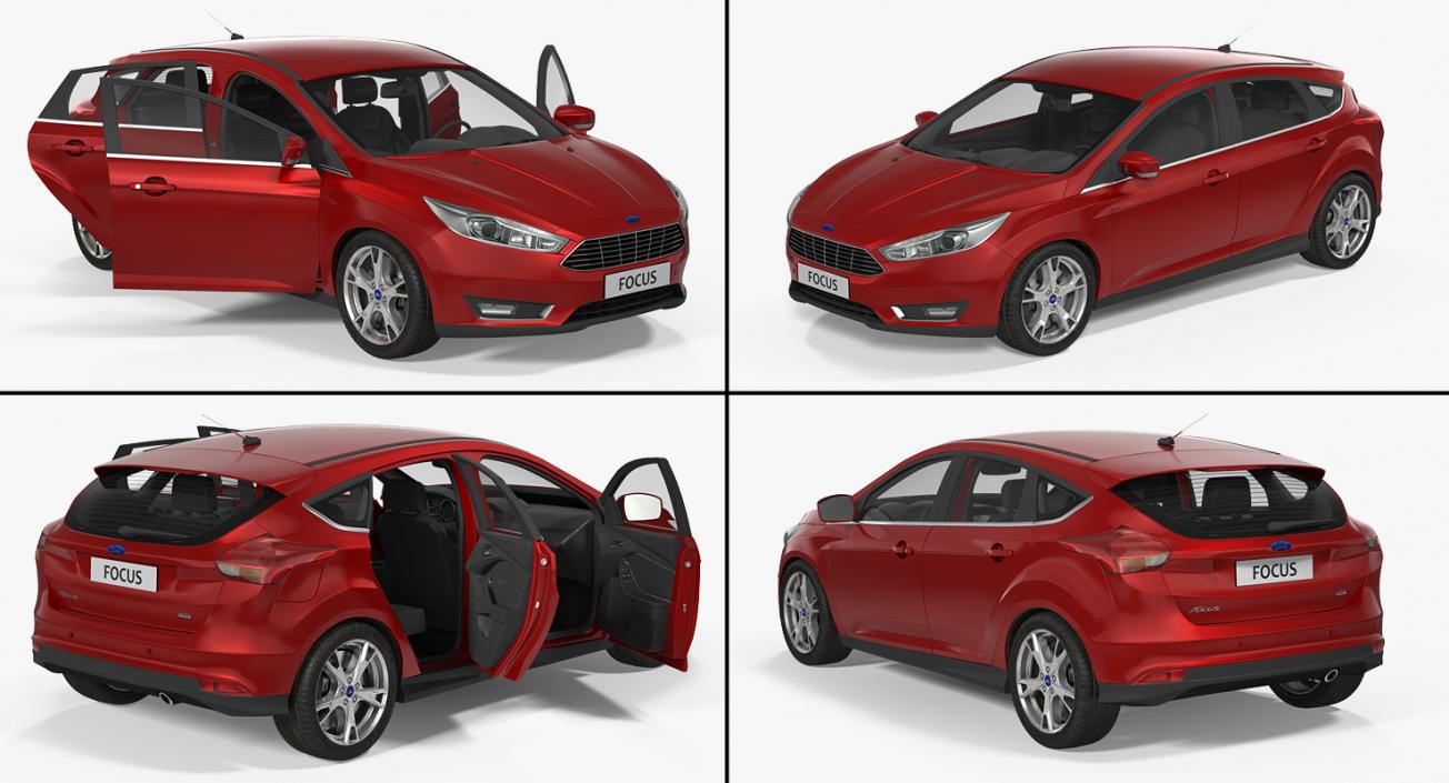 Ford Focus Hatchback 2015 Rigged 3D